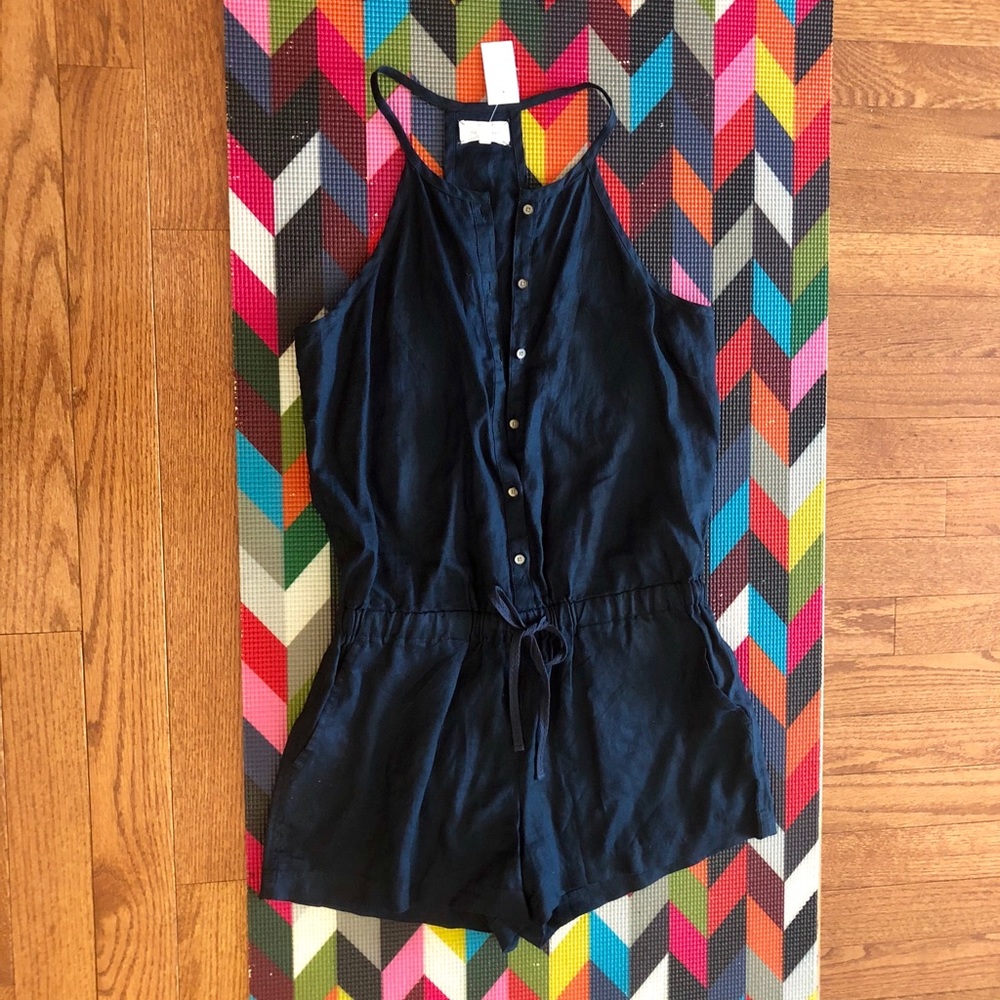 Navy Lou & Grey linen drawstring romper